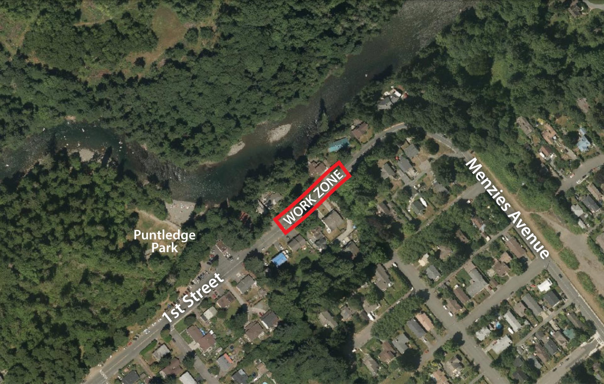 1st Street retaining wall construction in Courtenay