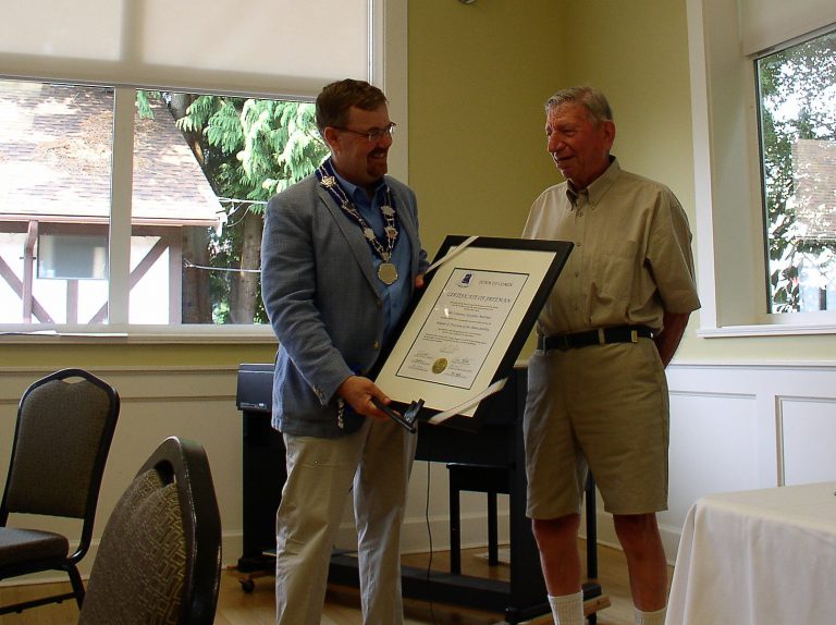 Resident receives Freedom of the Town of Comox