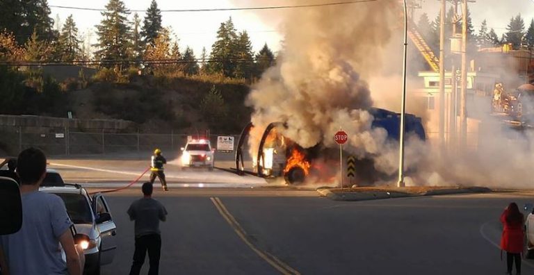 VIDEO: Truck Catches Fire Near Cumberland Monday