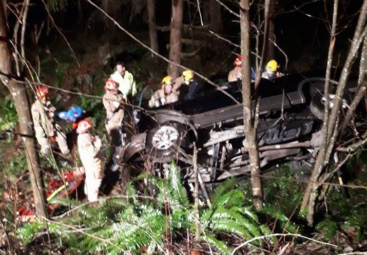 Mountain road rollover sends two women to hospital