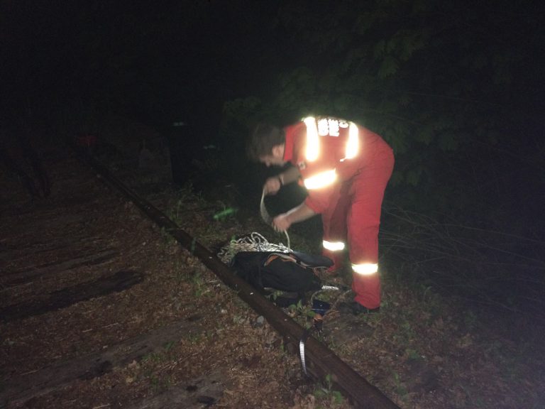 Injured man rescued after falling off Trent River trestle