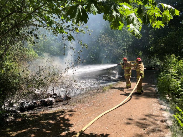 Crews knock down brush fire in Simms Park