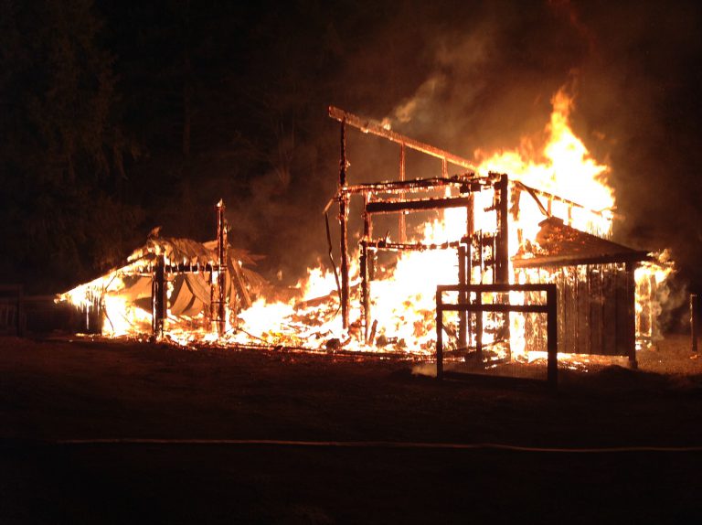 Barn destroyed by fire in Black Creek