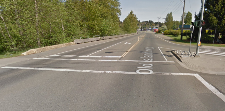 Old Island Highway reduced to one lane north of Ryan Road today