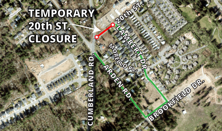 20th Street temporary closed at Cumberland Road
