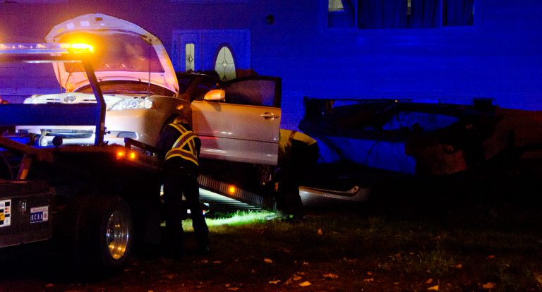 Driver in crash that sent boat into Courtenay home given tickets, car impounded