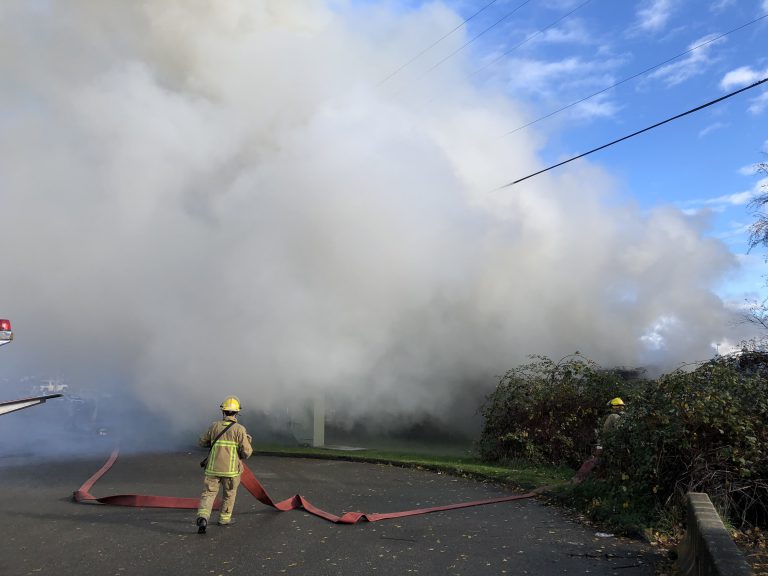 Fire crews battling structure fire in Courtenay