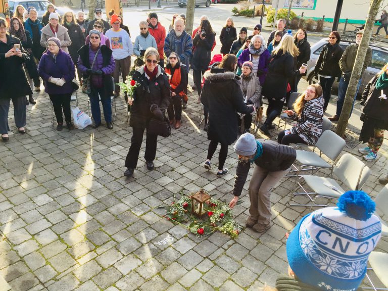 Vigil draws crowd in front of Comox Art Gallery
