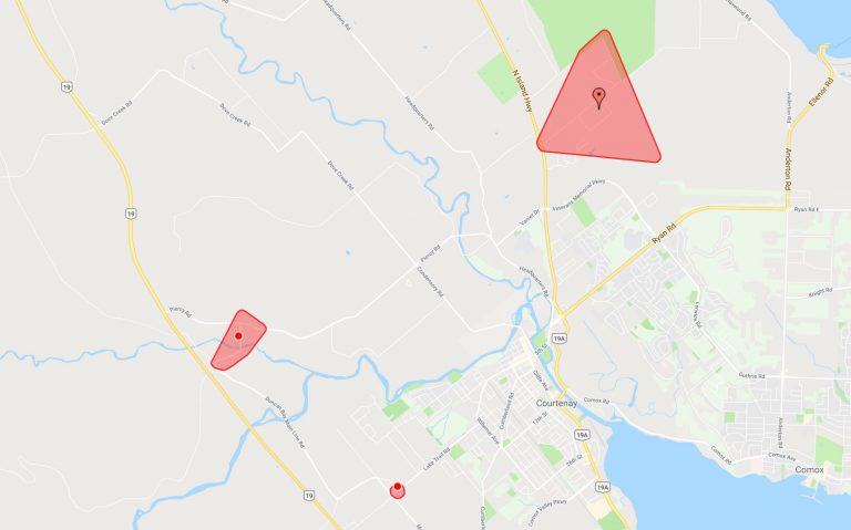 Three power outages in the Valley, two on Denman, Forbidden Plateau road blocked off