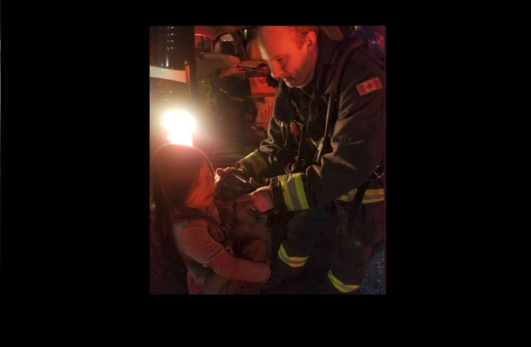 Campbell River firefighters use oxygen on small dog after Sunday night fire