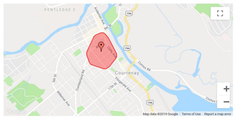 Section of downtown Courtenay loses power