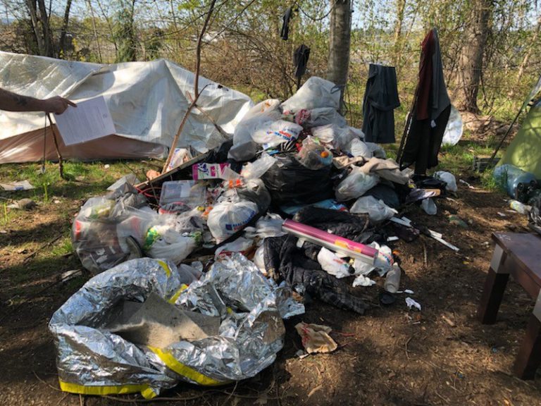 Homeless camp behind Comox Road sewer station to be cleared next week