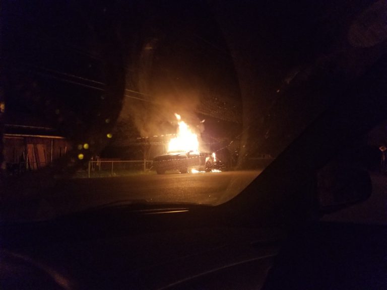 Truck found on fire near Merville general store
