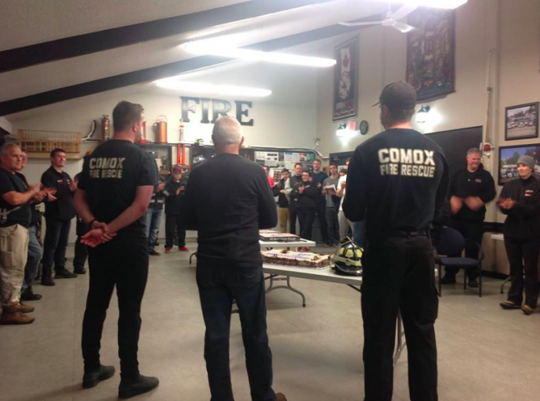 Two Comox firefighters are moving on to a new station