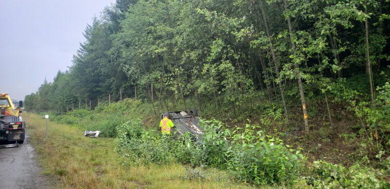 Three injured after single-vehicle rollover