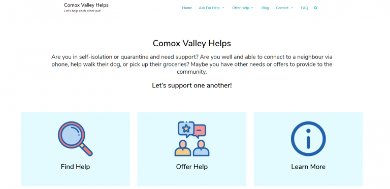 Local website connecting volunteers to the Comox Valley community during COVID-19