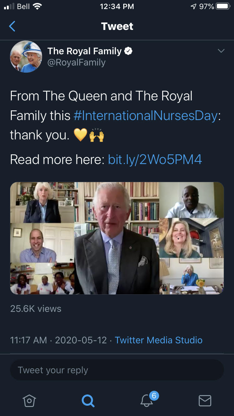 Royal Family releases video thanking nurses on International Nurses day