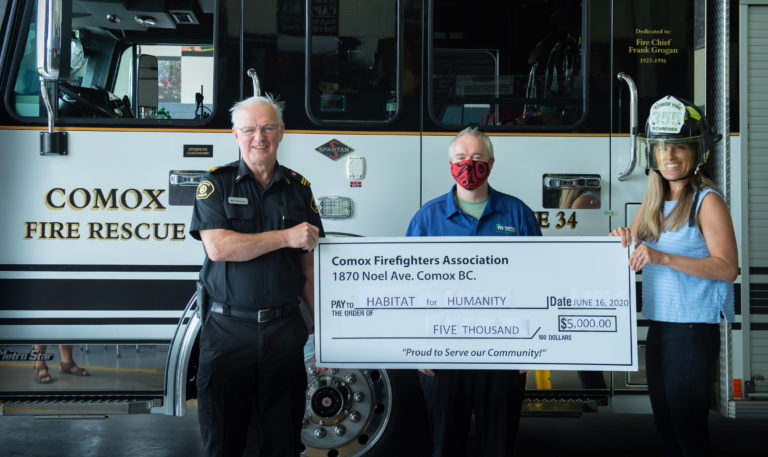 Comox Fire Rescue supports Habitat for Humanity with $5,000 donation