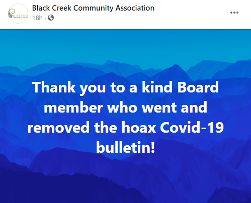Flyer spreading COVID misinformation spotted in Black Creek