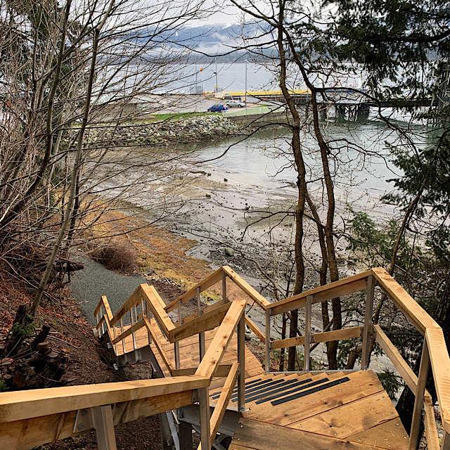 CVRD installs new staircase on Denman Island connecting Ferry Terminal and downtown