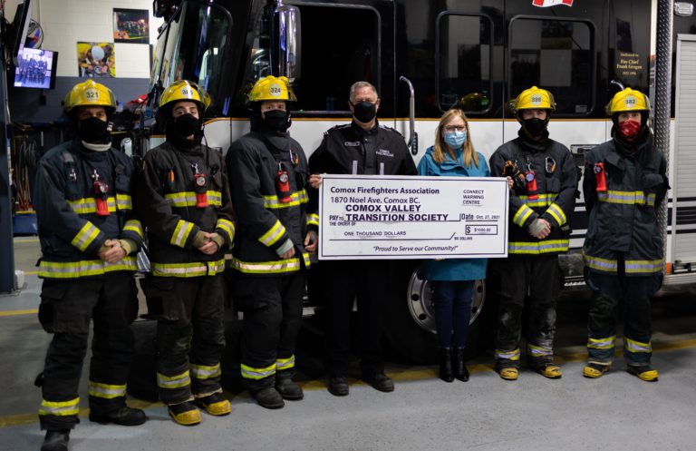 Comox firefighters donate to Connect Warming Centre