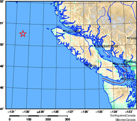 4.6-magnitude earthquake detected west of Port Hardy