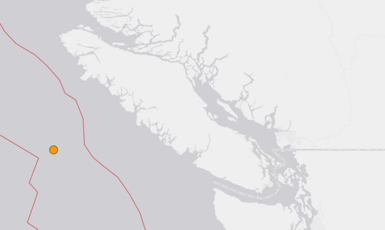Earthquake Hits Just West of Tofino Saturday Morning