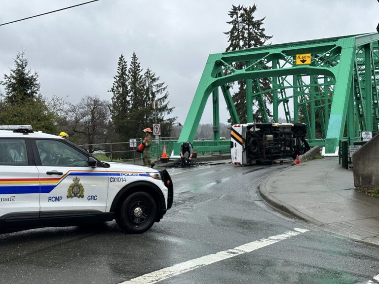 UPDATE: 5th Street bridge closed after vehicle rolls
