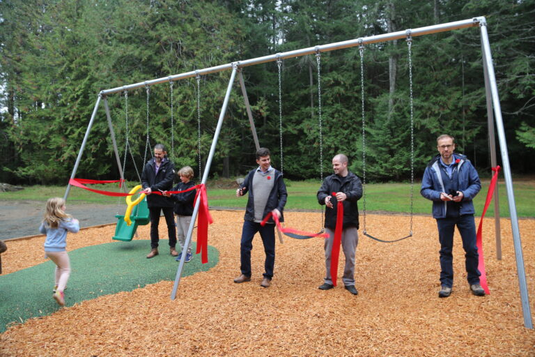 New Hornby school swing set celebrated as island’s first accessible playground equipment