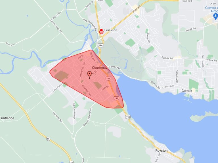 Wide-scale power outage strikes Courtenay Thursday