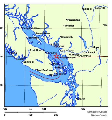 3.8 magnitude earthquake shakes east Vancouver Island
